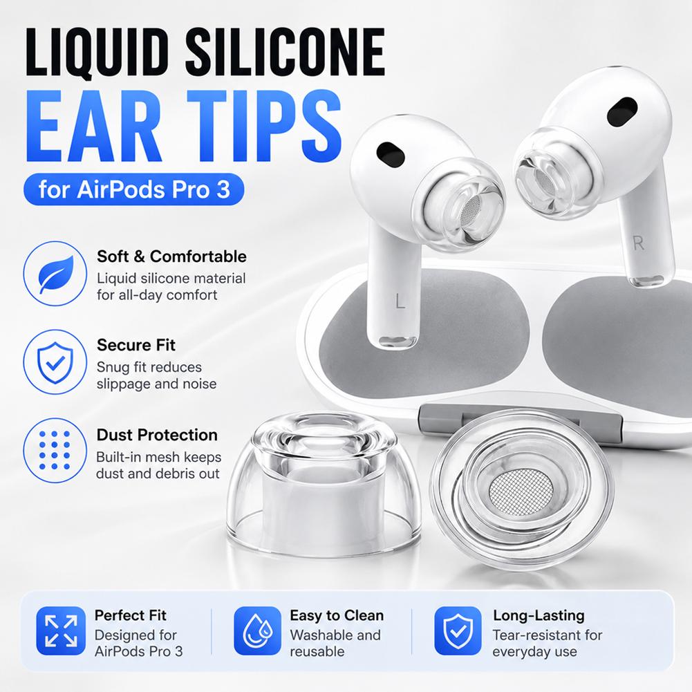 1/2/3쌍 에어팟 프로 3용 투명 액체 실리콘 이어팁 - Silicone Ear Tip Replacement 리뷰 및 가격